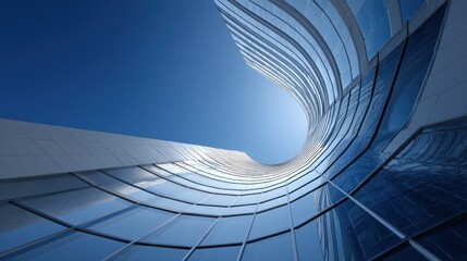Curved glass building exterior modern architecture cityscape