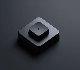A dark gray, slightly-elevated square sits atop a larger, similar square, both matte and subtly textured, against a dark gray background