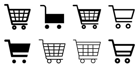 Flat Shopping Cart Icon Vector Collection for E-commerce, Shopping, and Retail Projects