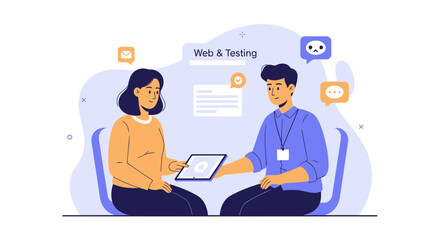 Teamwork In Web Testing And Software Development Process Illustration