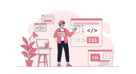 Web Developer Creating Website Designing Interface on Computer Creative Occupation