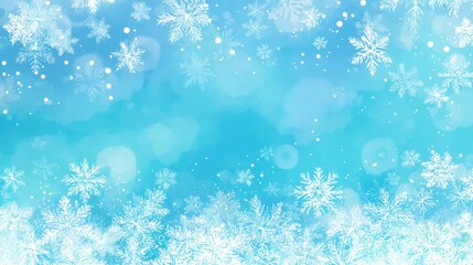 Delicate snowflakes cascading across soft blue background, creating intricate winter patterns with gentle, serene aesthetic representing seasonal tranquility