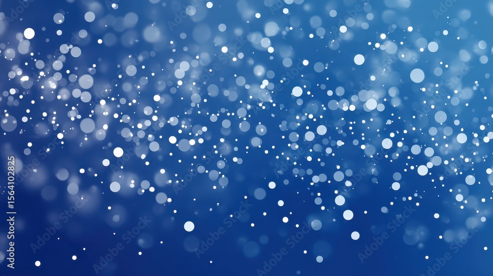 Poster soft white bokeh lights cascading over vivid blue background, generating ethereal luminescence with 