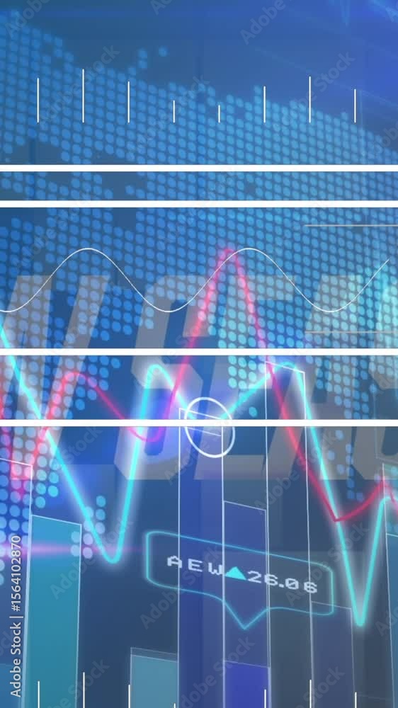 Poster animation of data processing over digital car on black background