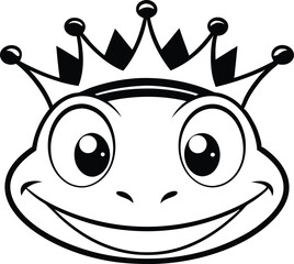 Cartoon Frog Prince with Crown Smiling Boldly A Fun and Playful Graphic for Children and Adults Alike Silhouette Vector Illustration