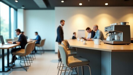 Fototapeta premium A group of businesspeople are sitting at a table in a conference room, working together during a business meeting