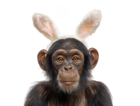 Chimpanzee with Easter Bunny Ears - Powered by Adobe