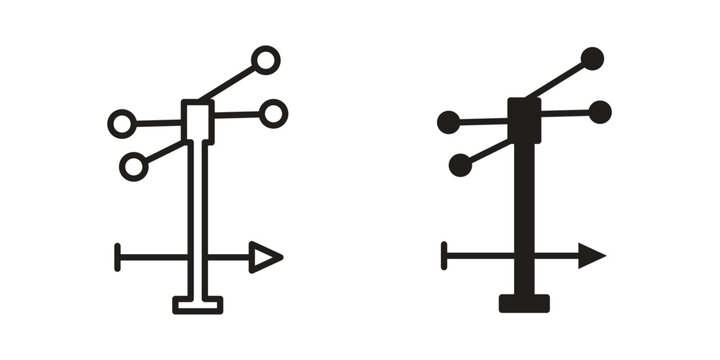 Anemometer icon in Thin linear and flat style. sign and symbol set
