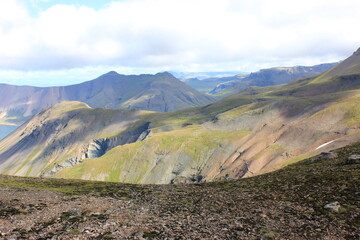 mountain landscape with blue sky in iceland