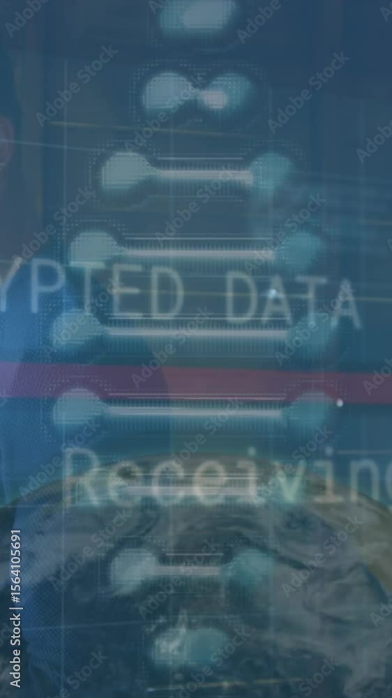 Poster animation of data processing over businessman working