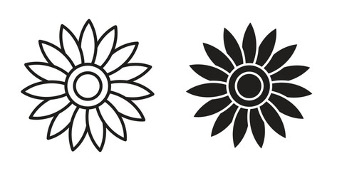 Gerbera icon in Thin linear and flat style. sign and symbol set