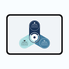 circle, round three steps infographic vector design