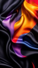 Wavy silk fabric showcases vibrant fluorescent colors, draped and folded in a dynamic arrangement.