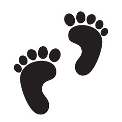 Black Silhouette Of Baby Footprints Isolated On White Background Symbolizing Infancy And Childhood Memories For Design Projects