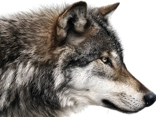 Obraz premium A realistic Wolf head photograph on a transparent backgroun