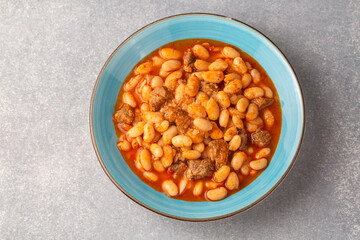 Turkish foods; dried bean, Beans with minced meat (kuru fasulye)