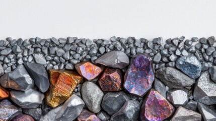 Colorful Natural Stones and Gravel Arranged on White Surface