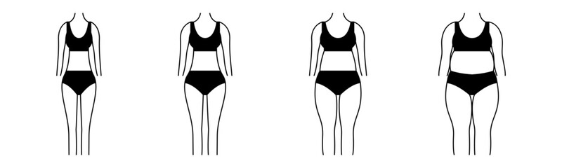 Underweight, Normal, Chubby, Overweight icon set illustration vector.