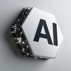 A button in the shape of a honeycomb with the abbreviation AI