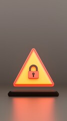 Warning Sign with Lock Icon Signifying Security and Caution
