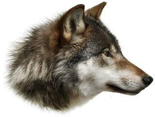 A realistic Wolf head photograph on a transparent background