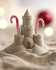Creative Christmas Sand Castle with Candy Canes and Holiday Cheer