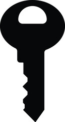Key Silhouette Vector Illustration - Simple black silhouette of key isolated on a plain solid white background