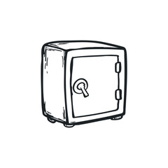 Safebox doodle illustration on isolated white background