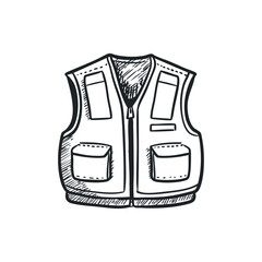 Safety jacket doodle illustration on isolated white background