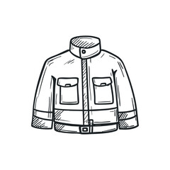 Safety jacket doodle illustration on isolated white background