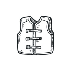 Safety jacket doodle illustration on isolated white background