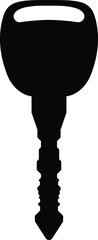 Car Key Silhouette Vector Illustration - Simple black silhouette of vehicle key isolated on a plain solid white background