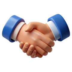 3d handshake agreement with blue cuffs isolated on transparent background