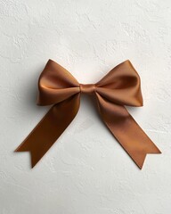 Elegant Satin Ribbon Bow on Textured White Background