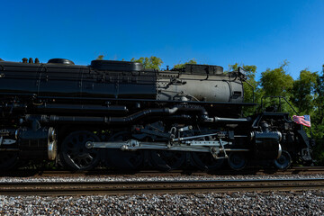 Big Boy Locomotive Steams By Under Clear Skies