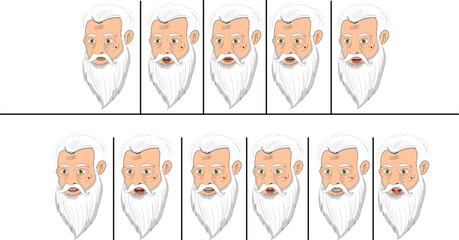 Fototapeta premium Old Man Face Lip Sync Sprite Sheet
