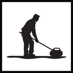 Curling Player Silhouette Clipart