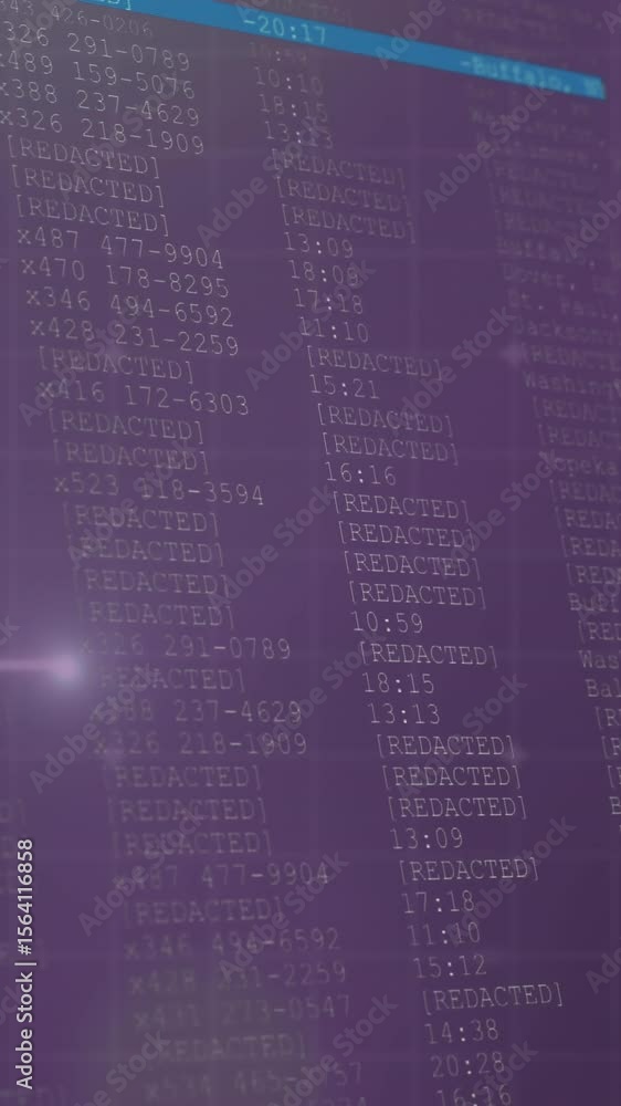 Poster animation of connecting dots and data processing over grid network against purple background