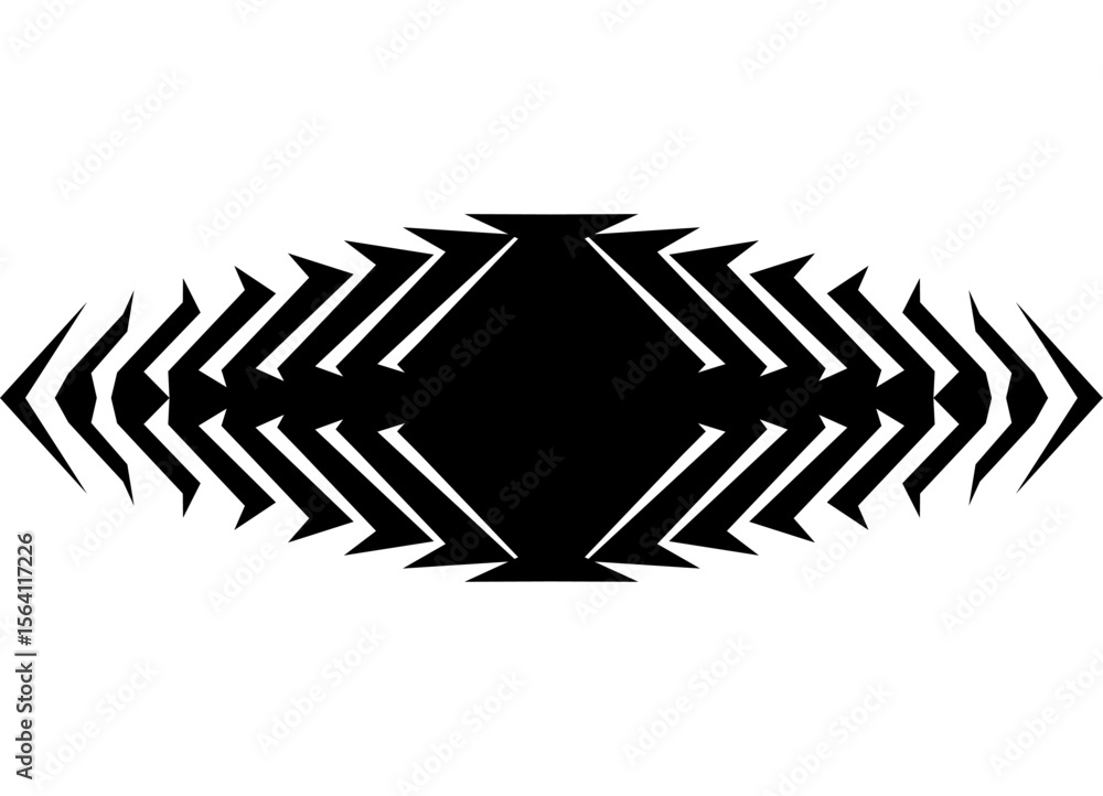 Poster black and white vector design element of thick black lines on white background. symmetrical pattern 