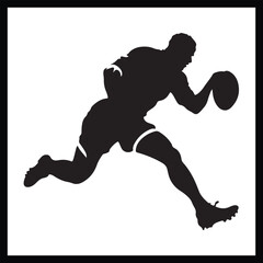 Obraz premium Rugby Player Silhouette Clipart on White Background