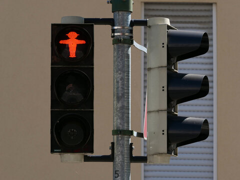 St. Boniface as a red traffic light man in Fulda
