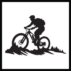 Fototapeta premium Mountain Biker Silhouette Clipart Design