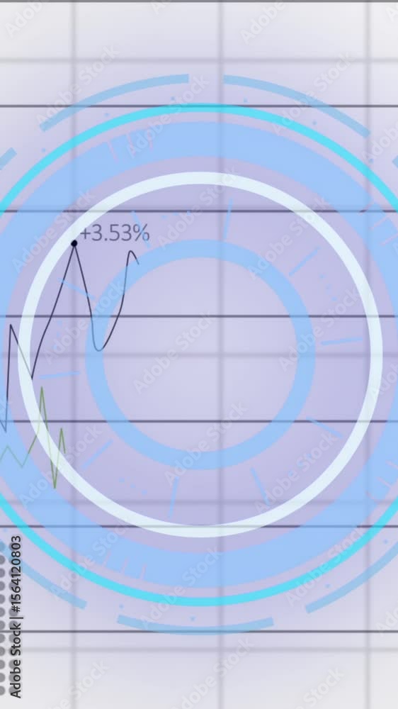 Poster animation of scope scanning and data processing over grid on white background