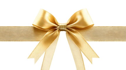 Fototapeta premium Elegant Gold Ribbon Bow and Band Isolated on White Background