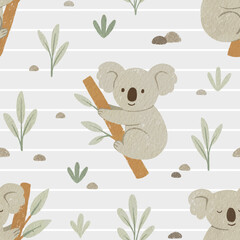 Koalas seamless pattern design. Repeat pattern	
