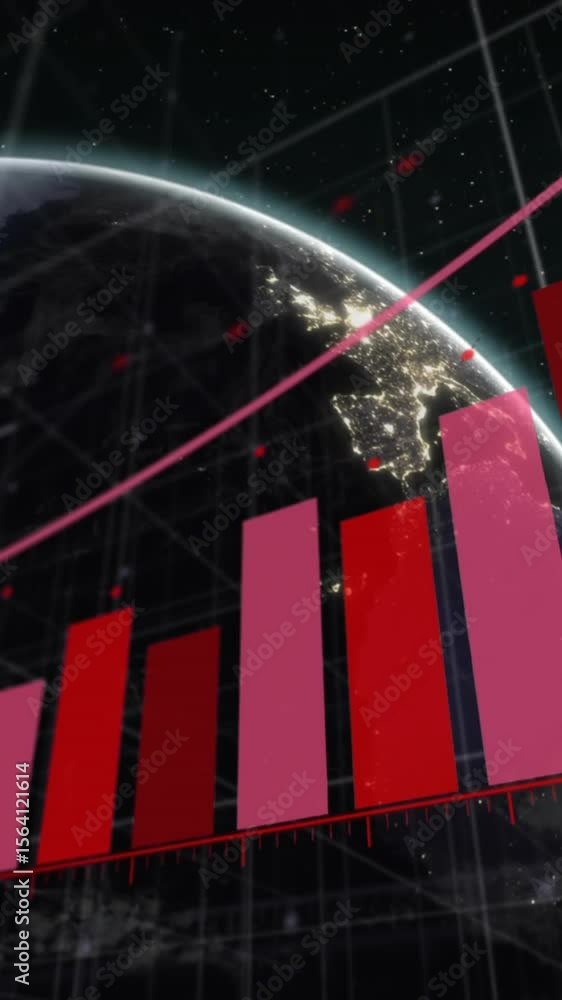 Aufkleber animation of financial data processing over globe