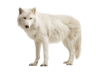Majestic Arctic Wolf Standing Proudly on a White Background, Capturing Its Natural Beauty