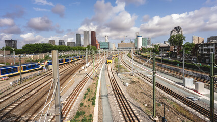 The hague Central station, with the skyline of The Hague, Netherlands. June 4, 2025