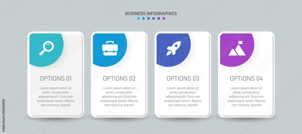 Aufkleber horizontal progress bar featuring 4 arrow-shaped elements, symbolizing the four stages of business s