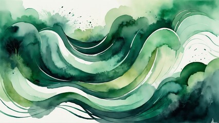 Green Watercolor Waves
